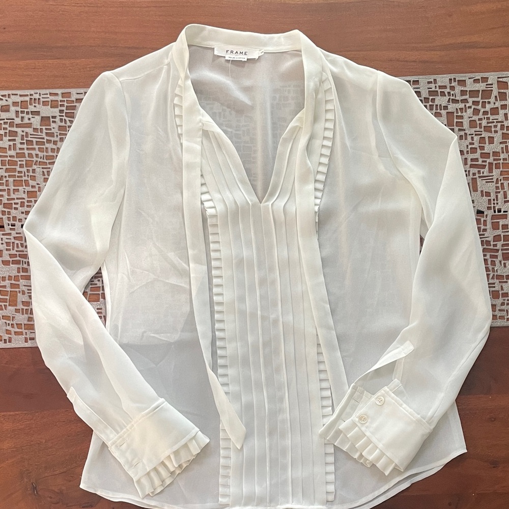 Frame sheer wisp tie Blouse
